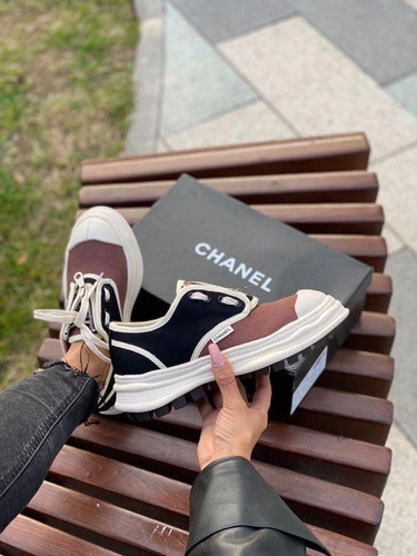 Кроссовки женские Chanel черно-коричневые фото-5