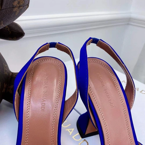 Туфли-босоножки женские Amina Muaddi синие премиум-люкс коллекция 2021-2022 фото-9