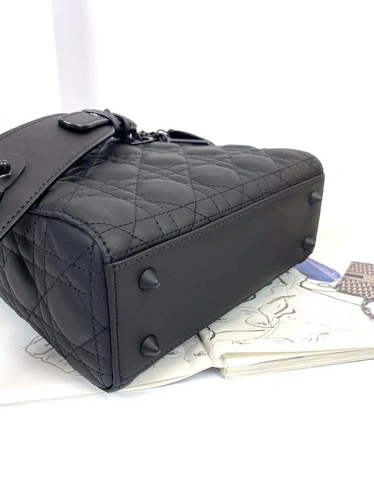 Женская кожаная сумка Dior черная премиум-люкс 17/20/9 A59976 фото-3