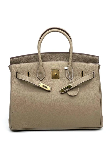 Женская сумка Hermes Birkin 35×26 см A109385 светло-бежевая фото-8