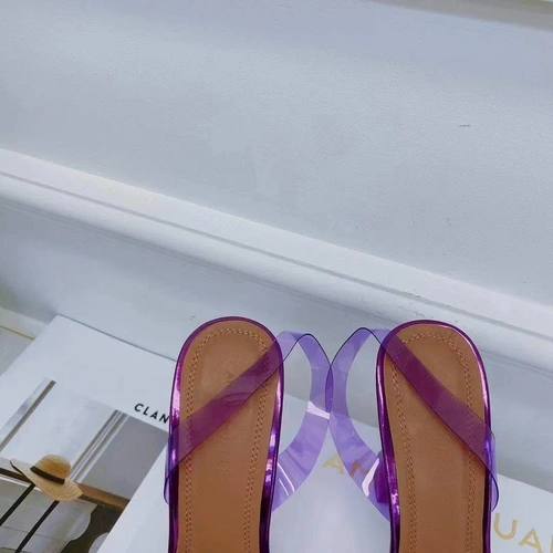 Туфли-босоножки женские силиконовые Amina Muaddi фиолетовые премиум-люкс коллекция 2021-2022 фото-7