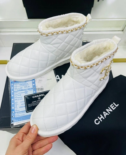 Угги женские Chanel белые А5019 фото-3