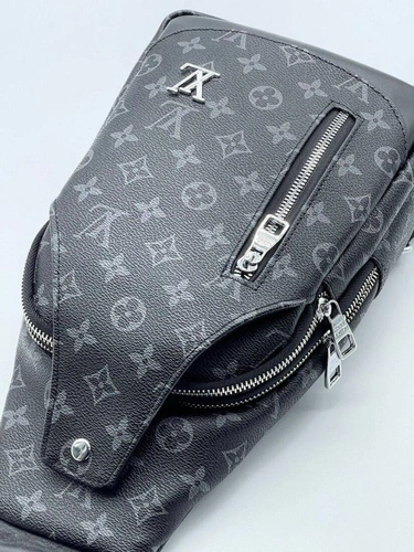 Мужская сумка-кобура Louis Vuitton A103907 из канвы серая 33:18:9 см фото-6