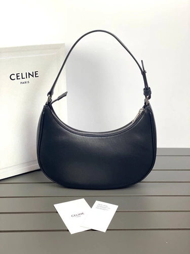 Женская сумка-багет Celine из натуральной кожи качество премиум-люкс черная 23/14/7 см фото-4