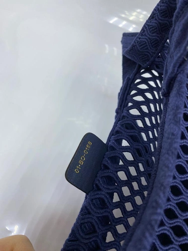 Женская сумка Dior тканевая ажурная синяя 42/32/15 см фото-2