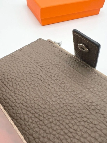 Кожаный бумажник Hermes 10/12 см A103062 серый фото-3