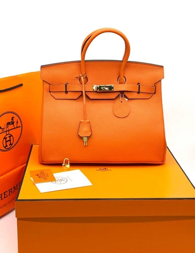 Женская сумка Hermes Birkin 35×26 см A109406 оранжевая фото-8