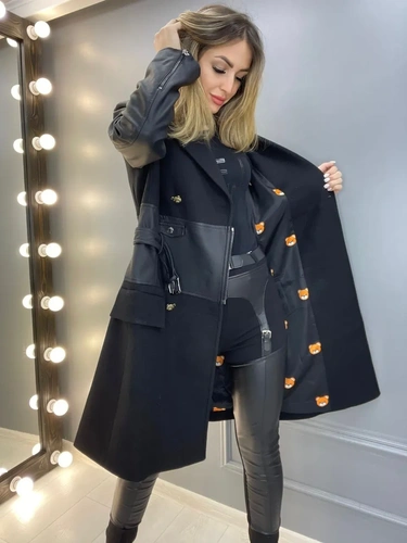 Женское премиум-люкс пальто moschino чёрный A6245 фото-3