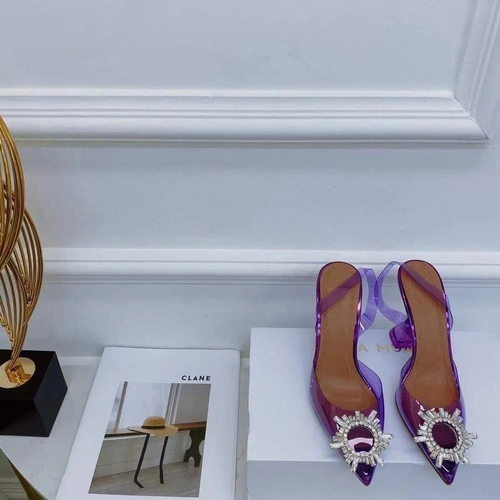 Туфли-босоножки женские силиконовые Amina Muaddi фиолетовые премиум-люкс коллекция 2021-2022 фото-2