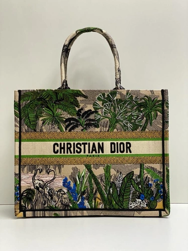 Женская сумка-шоппер Dior из ткани с ярким рисунком 42/34/16 см