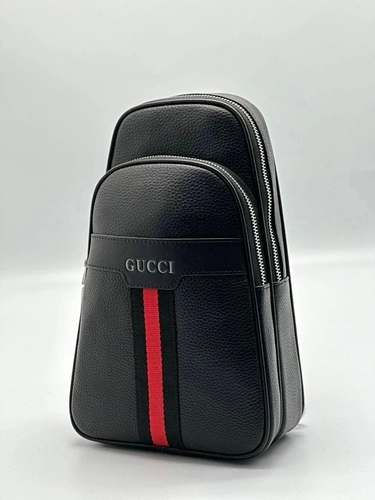 Мужская сумка Gucci A104228 кожаная чёрная 28:17 см фото-4