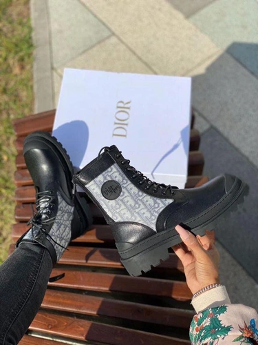 Ботинки женские Dior черно-серые фото-3