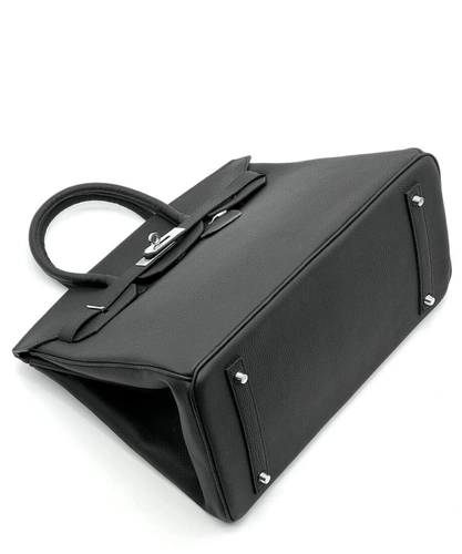 Женская сумка Hermes Birkin 35×26 см A109415 чёрная фурнитура серебро фото-5