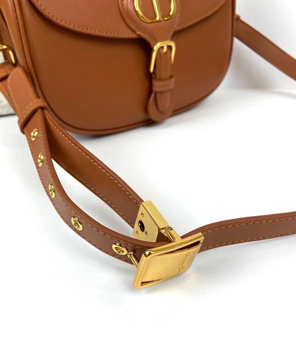 Женская кожаная сумка Dior Bobby средний формат оранжевая премиум-люкс  22/17/6 фото-5