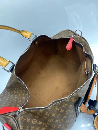 Дорожная сумка Louis Vuitton из канвы коричневая с кошельком 50/28/22 см фото-2
