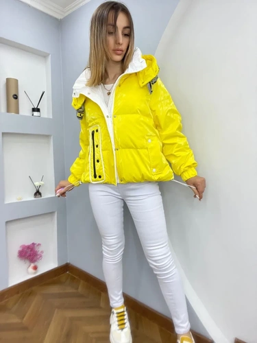 Женская премиум-люкс куртка christian dior белая/жёлтая A5891 фото-2