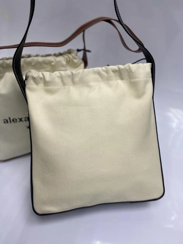 Женская сумка Alexandеr wang тканевая белая с черными вставками 27/28/10 см фото-3