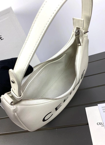 Женская сумка-багет Celine из натуральной кожи качество премиум-люкс белая 23/14/7 см фото-2