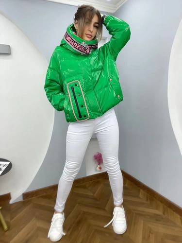 Женская премиум-люкс куртка christian dior зелёная/розовая A5890 фото-4