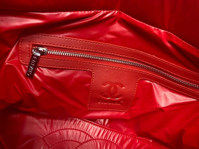 Женская тканевая сумка Chanel красная 36/28/16 см фото-4