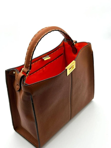 Женская сумка Fendi A107245 коричневая 32×28 см фото-2