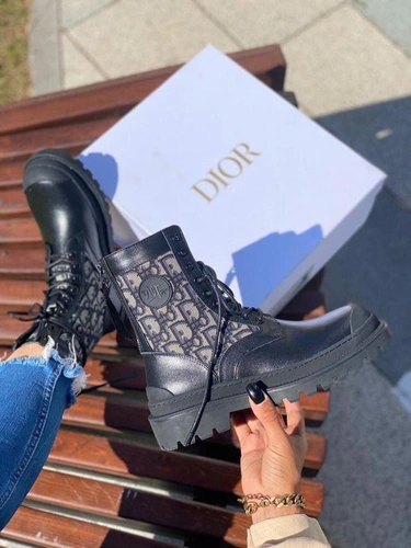 Ботинки женские Dior черно-серые фото-11