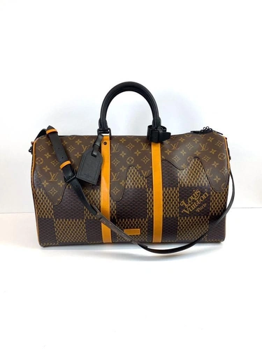 Женская сумка Louis Vuitton² Collection -keepall bandouliere 50 коричневая премиум-люкс 50/58/21 фото-3