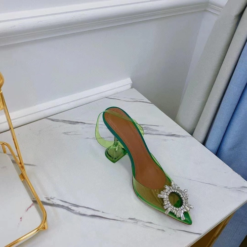 Туфли-босоножки женские силиконовые Amina Muaddi зеленые премиум-люкс коллекция 2021-2022 фото-8