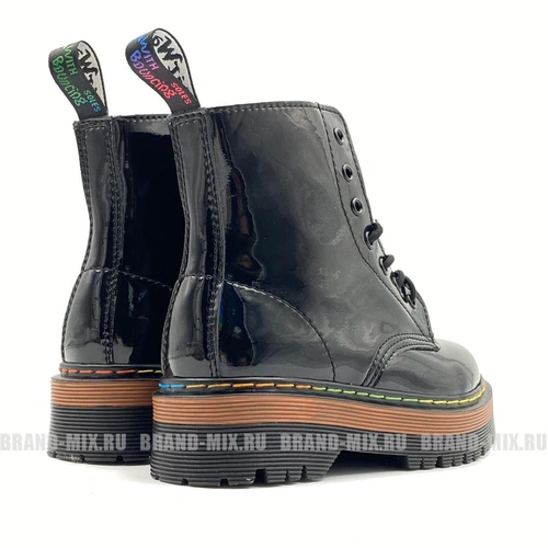 Мартинсы ботинки Dr Martens 1460 Jadon Lacquered на платформе чёрные фото-2