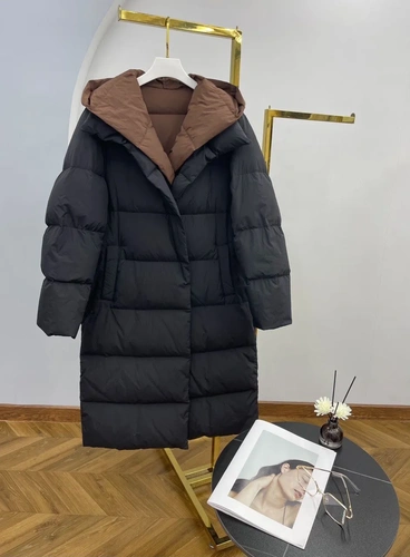 Женское премиум-люкс пальто чёрное A6570 фото-2
