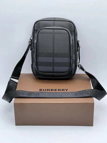 Мужская сумка Burberry A103763 через плечо из канвы премиум 24:16:6 см серая фото-3