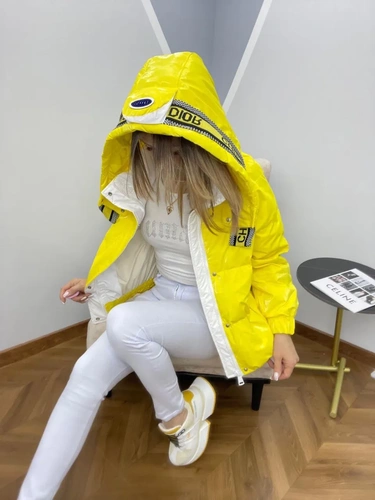 Женская премиум-люкс куртка christian dior белая/жёлтая A5891 фото-3