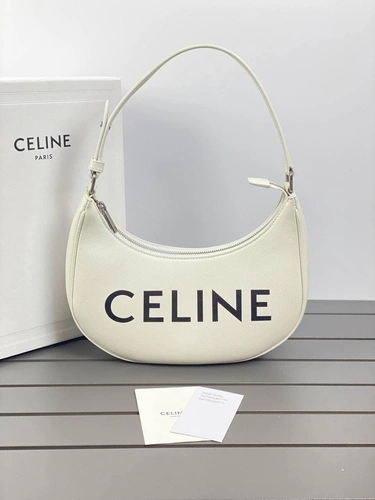 Женская сумка-багет Celine из натуральной кожи качество премиум-люкс белая 23/14/7 см