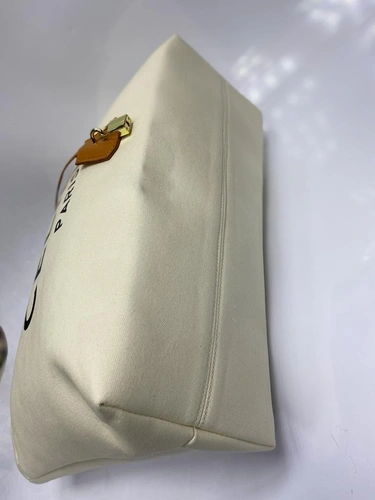 Женская сумка-шоппер Celine тканевая белая 41/30/14 см фото-3