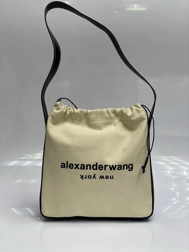 Женская сумка Alexandеr wang тканевая белая с черными вставками 27/28/10 см