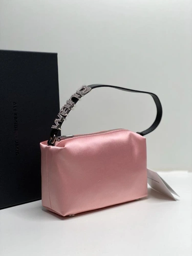 Женская сумка-клатч Alexandеr wang тканевая розовая 17/10/6 см фото-4