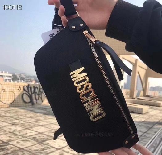 Поясная сумка Moschino чёрная тканевая с поясным ремнём 27/15 см фото-2