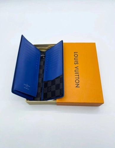 Бумажник Louis Vuitton Brazza A104072 серый / внутри синий 19:10 см фото-3
