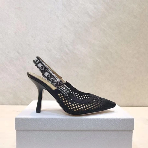 Туфли-босоножки женские Christian Dior чёрные на высоком каблуке коллекция лето 2021 фото-5