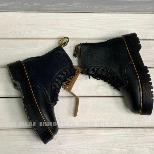 Зимние Мартинсы ботинки Dr Martens 1460 Jadon на платформе чёрные с мехом фото-4