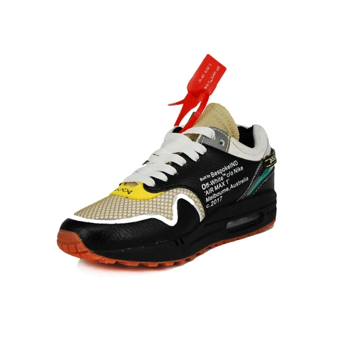 Кроссовки Nike Air Max 1S x Virgil Abloh x BespokeIND Create x Off-White AA7293-200 Leather Black фото-7