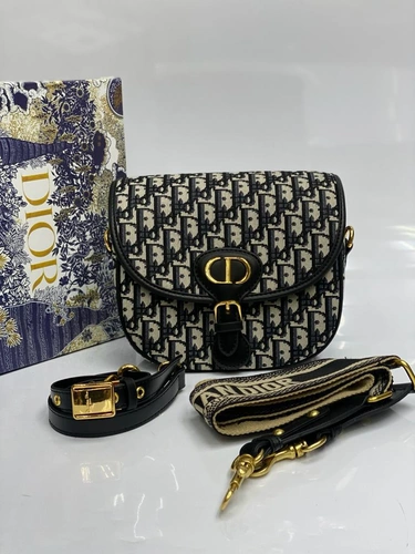 Женская тканевая сумка Dior синяя 22/18 коллекция 2021-2022 фото-3