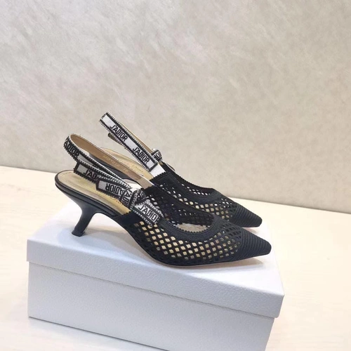Туфли-босоножки женские Christian Dior чёрные на среднем каблуке коллекция лето 2021 фото-2