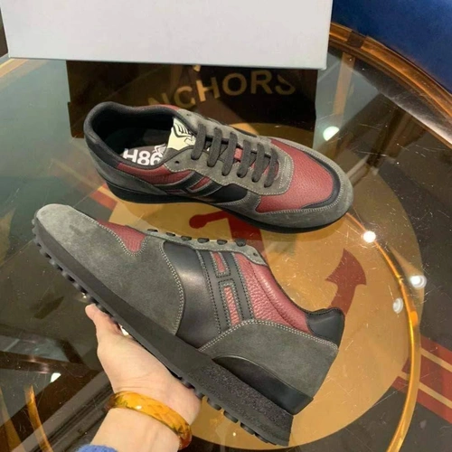 Мужские кроссовки Hogan коричнево-бордовые коллекция 2021-2022 фото-4