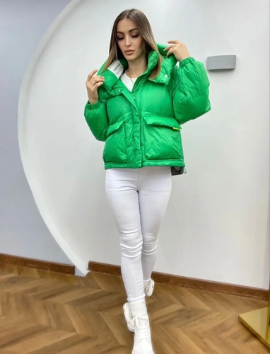 Женская премиум-люкс куртка bogerner зелёная A6555 фото-2
