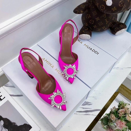 Туфли-босоножки женские Amina Muaddi розовые премиум-люкс коллекция 2021-2022 фото-8