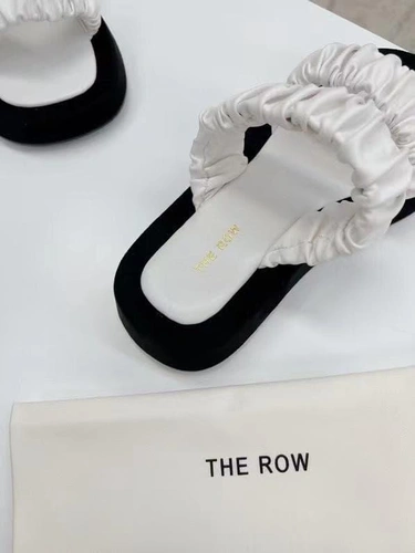 Шлёпанцы женские кожаные The Row белые качество премиум-люкс коллекция 2021 фото-6