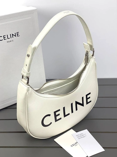 Женская сумка-багет Celine из натуральной кожи качество премиум-люкс белая 23/14/7 см фото-5