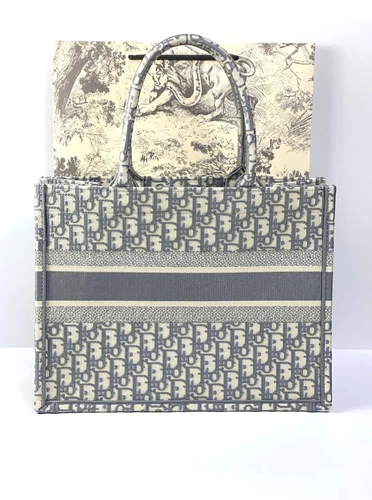 Женская сумка Dior Book Tote большого формата с рисунком-монограммой серого цвета 41,5/35/18 см качество премиум-люкс фото-6