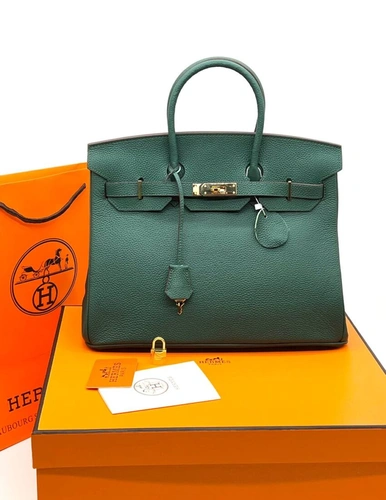 Женская сумка Hermes Birkin 35×26 см A109443 зелёная фото-6